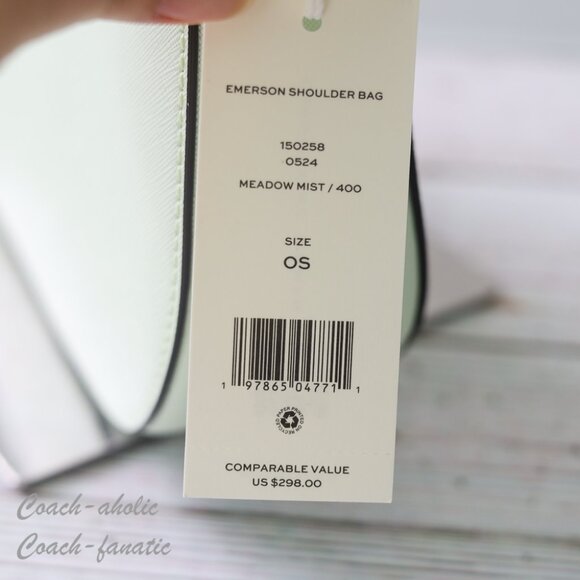 NWT Tory Burch Emerson Saffiano Leather Shoulder Bag in Meadow Mist - Picture 6 of 10